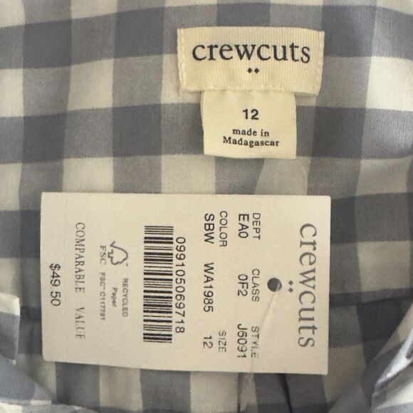 New J. Crew CrewCuts Long Sleeve Flex Plaid Button Washed Shirt Boys' Size 12 - Picture 3 of 7